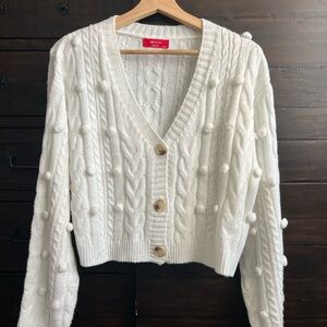 Women's White Cable Knit Sweater
